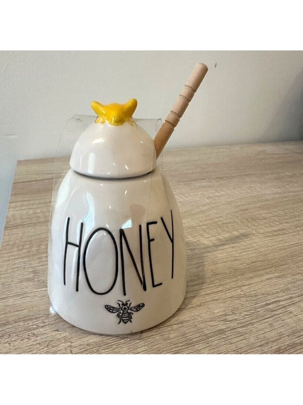 Rae Dunn Bumble Bee Honey Pot Jar Lid Dipper Decor Farmhouse Kitchen Yellow Bee